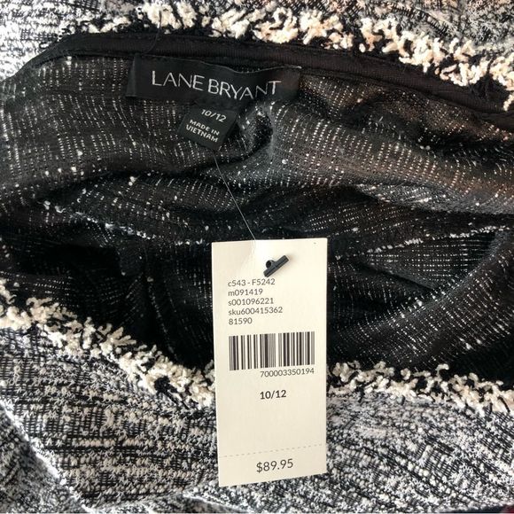 Lane Bryant Tweed Boucle Raw Trim Short Sleeve Fit & Flare Dress 10/12 Large - Picture 9 of 12